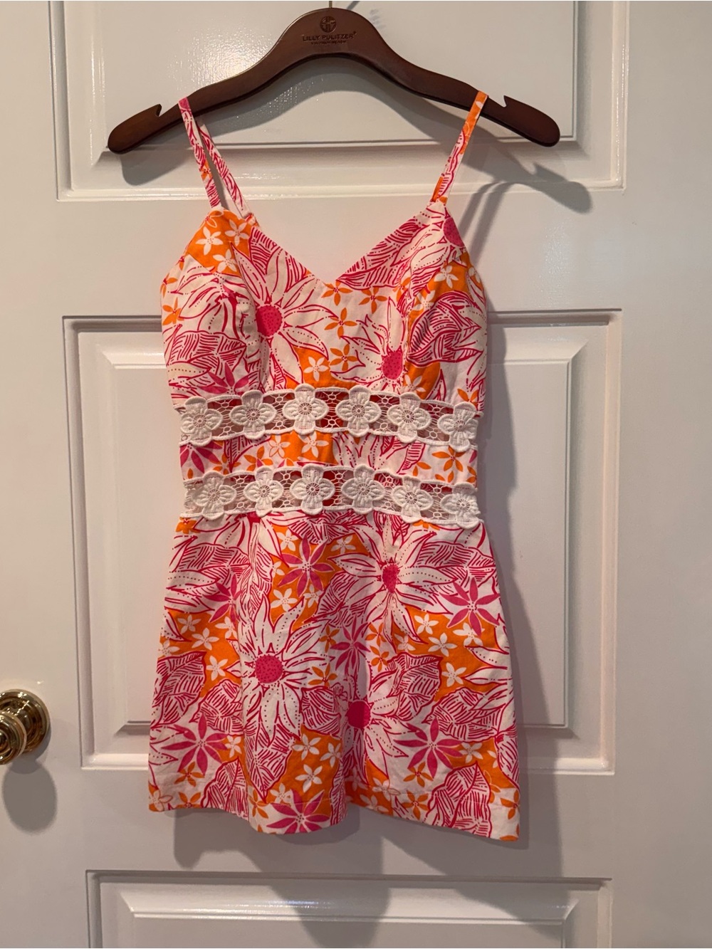 Lilly Pulitzer Pink & Orange Floral Lace-Trim dress